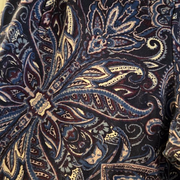 Chico's Purple Paisley Pant/Elastic Waist Pull On - EUC - Size 3 - Picture 2 of 5